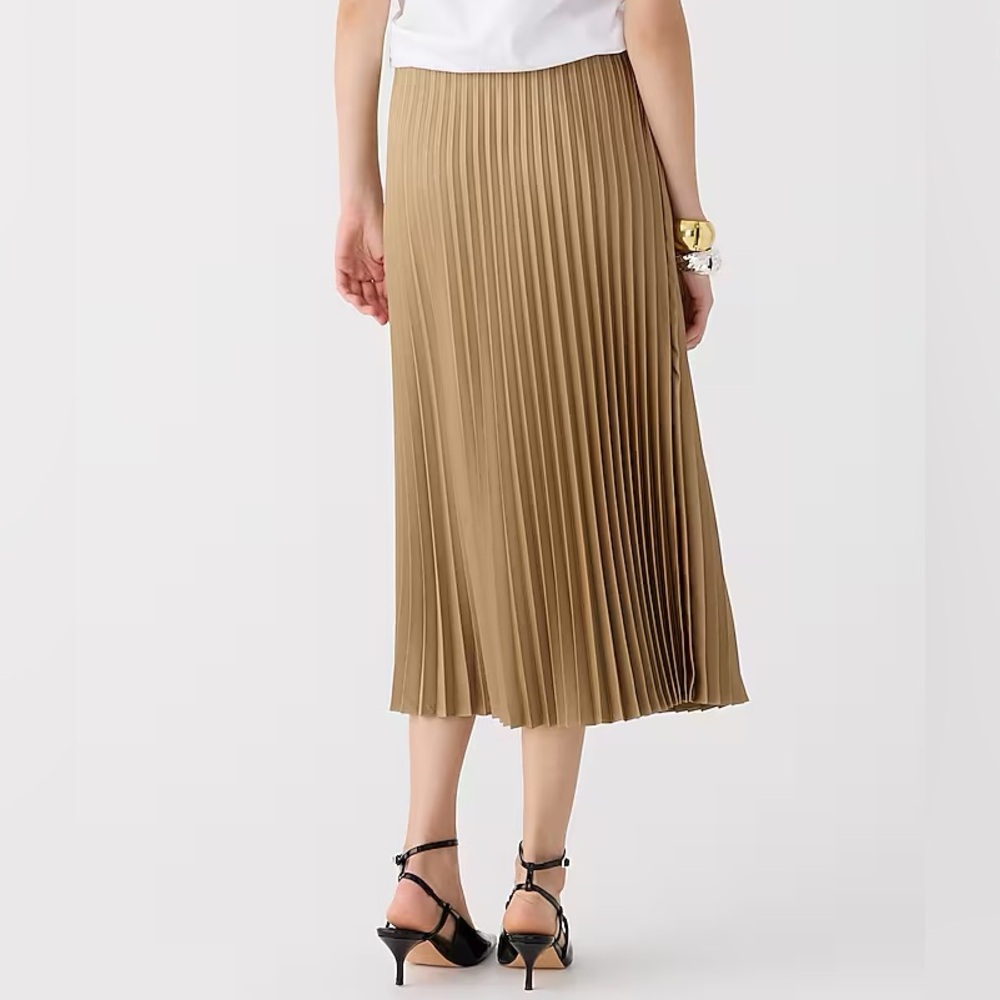 NWT J. Crew Gwyneth pleated midi slip skirt in Camel BN757 - Picture 3 of 8